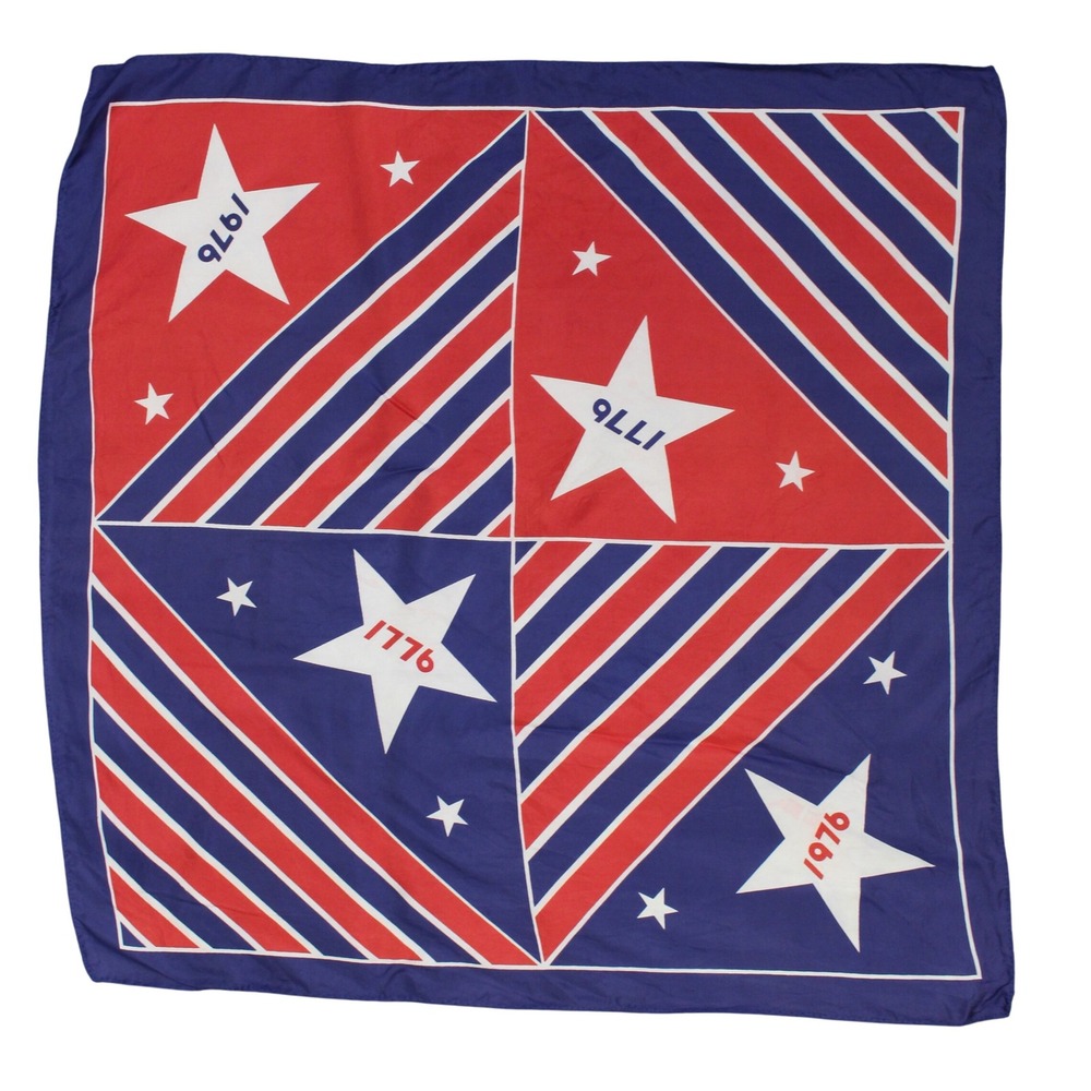 Vintage Bicentennial 1776-1976 Patriotic Handkerchief Scarf 22.5 x 22.5